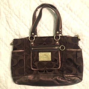 Coach Poppy Bag-Brown with Purple lining-Worn